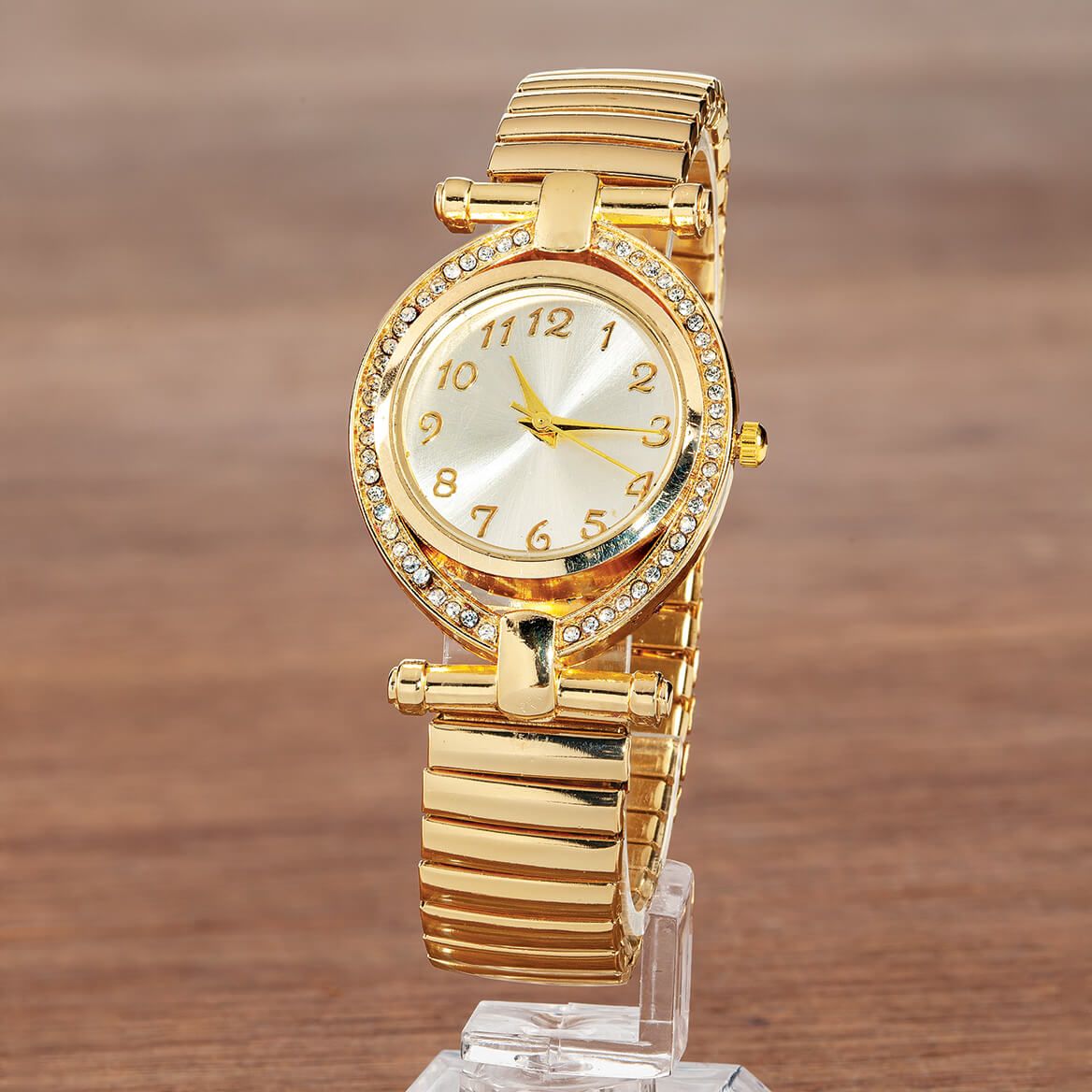 Faux Diamond Accent Stretch Watch-378782