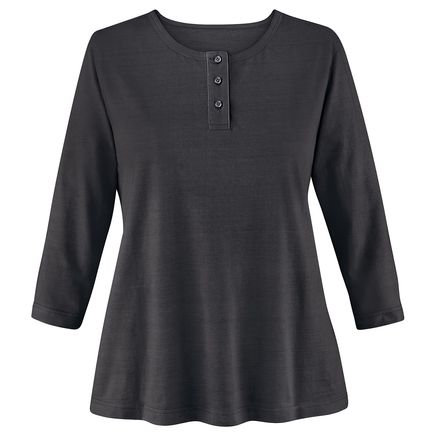View product details for 3/4-Sleeve Knit Henley Top By Collections Etc.™