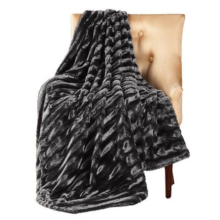 Striped Faux Mink Throw-380311