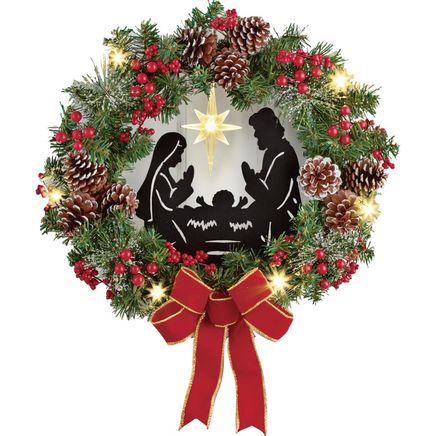 Lighted Nativity Wreath-380348