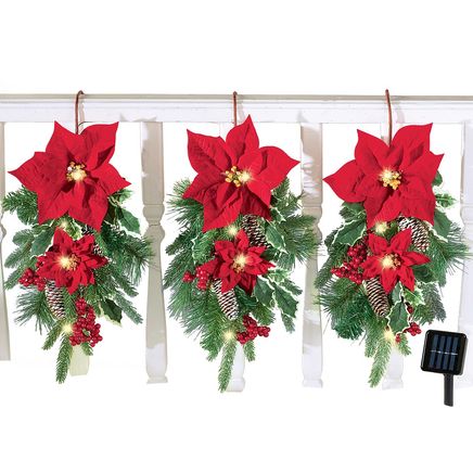 Solar Poinsettia Hangers, Set of 3-380387