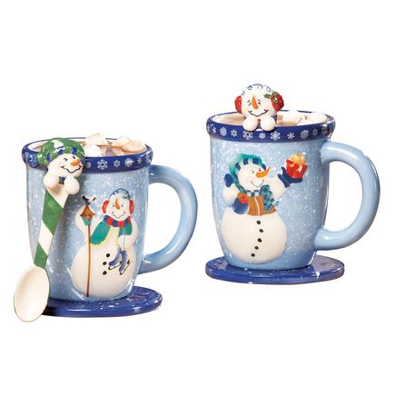 6-Piece Snowman Mug and Spoon Set-380442