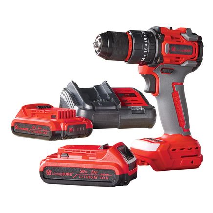Cordless Drill, 2 Batteries and Charger Set By LivingSURE™-380516