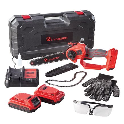 8" Chainsaw, 2 Batteries and Charger Set By LivingSURE™-380524