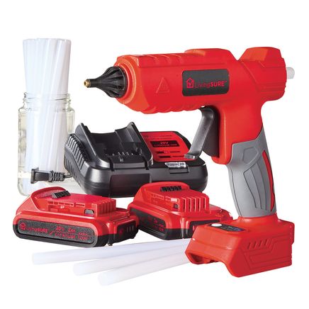 Cordless Glue Gun, 2 Batteries and Charger Set By LivingSURE™-380525