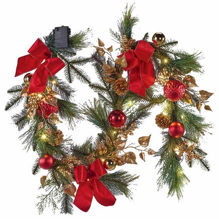 View product details for LED Red Ornament Garland By Holiday Peak™
