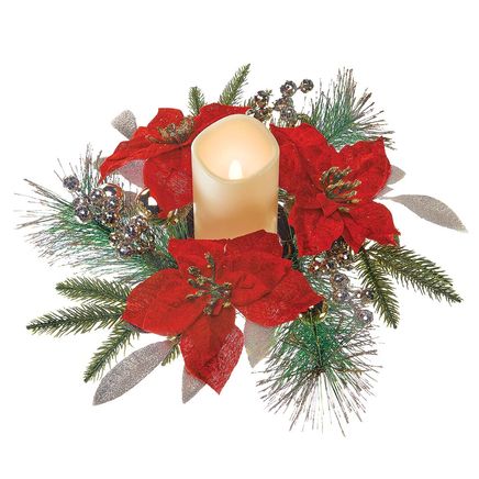 View product details for Poinsettia LED Candle Centerpiece By Holiday Peak™