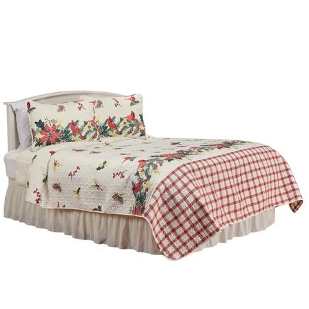 View product details for 3-Pc. Cardinal Garland Holiday Quilt Set