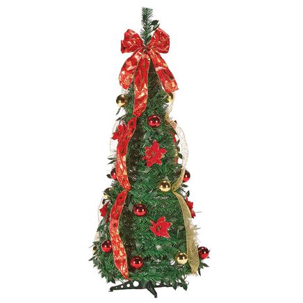 View product details for 4' Pull-Up Pre-Lit Poinsettia Christmas Tree By Holiday Peak™