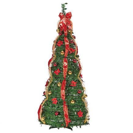 View product details for 6' Pull-Up Pre-Lit Poinsettia Christmas Tree By Holiday Peak™