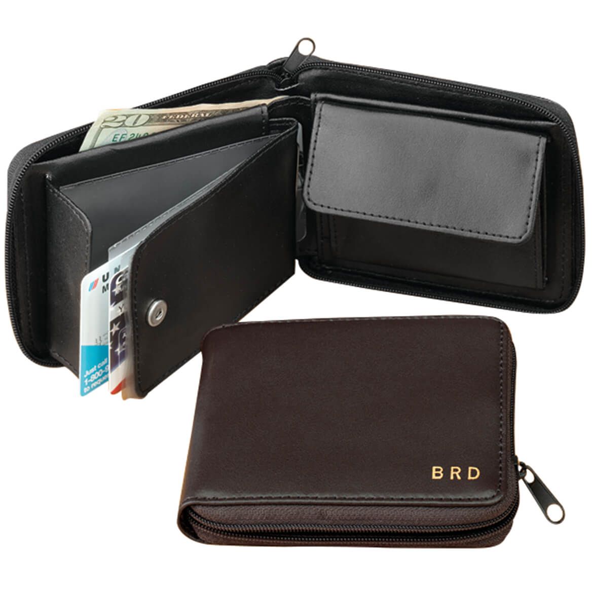 Leather Zipper Wallet + '-' + 303263