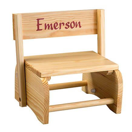 Personalized Natural Wooden 2-in-1 Chair and Stepstool-310985