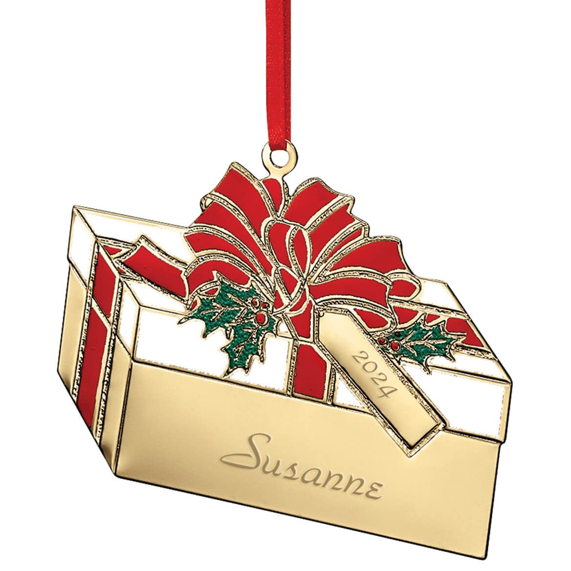 Personalized Brass Present Ornament + '-' + 314158