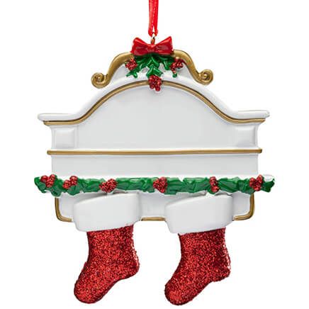 Christmas Mantel with 2 Stockings Ornament-334740