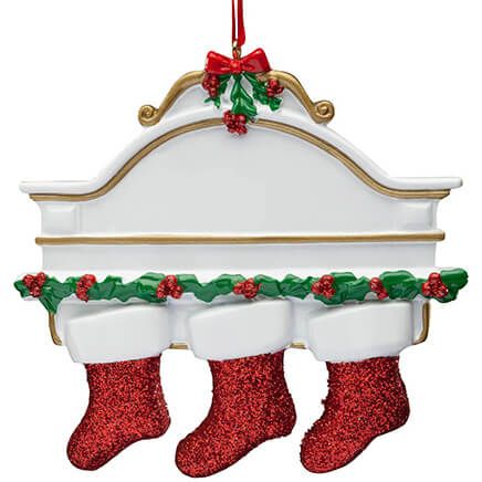 Christmas Mantel with 3 Stockings Ornament-334742