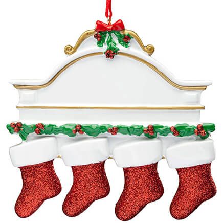 Christmas Mantel with 4 Stockings Ornament-334744