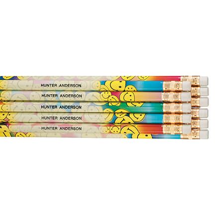 Personalized Happy Face Pencils, Set of 12-335691
