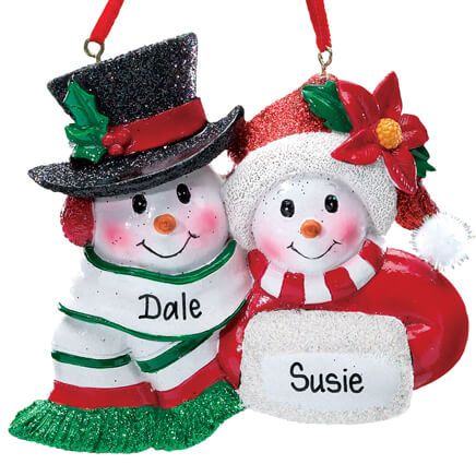 Personalized Snowmen Couple Christmas Ornament-339195