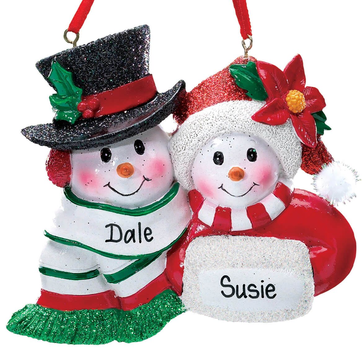 Personalized Snowmen Couple Christmas Ornament + '-' + 339195