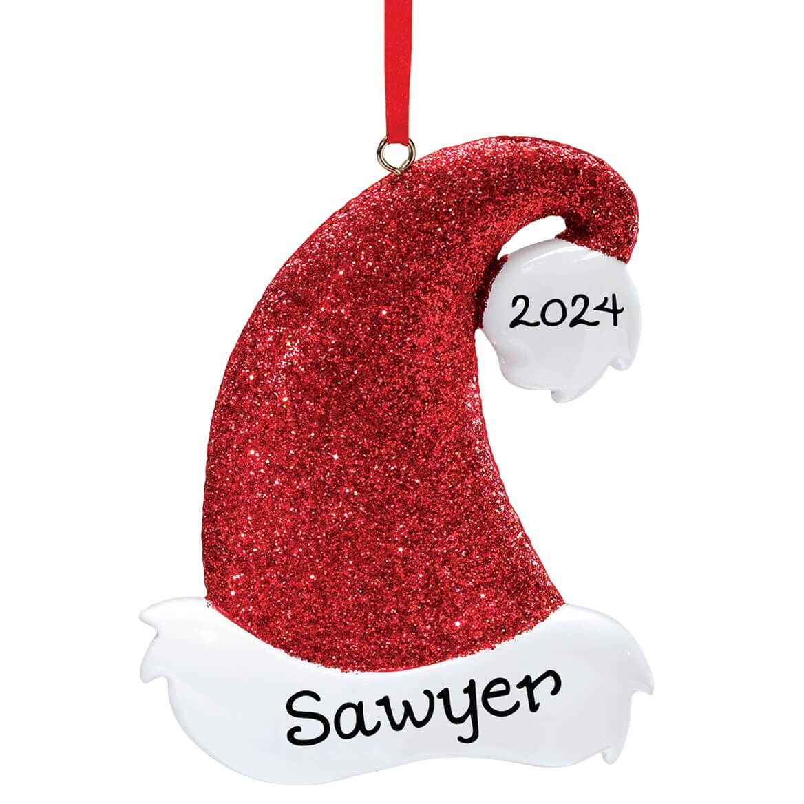 Personalized Santa Hat Glitter Ornament + '-' + 339211
