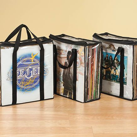 Vintage Record Album Protectors Set of 3 in Black-342792