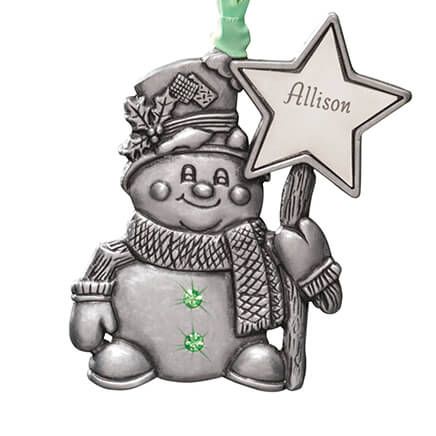 Personalized Pewter Birthstone Snowman Ornament-343050