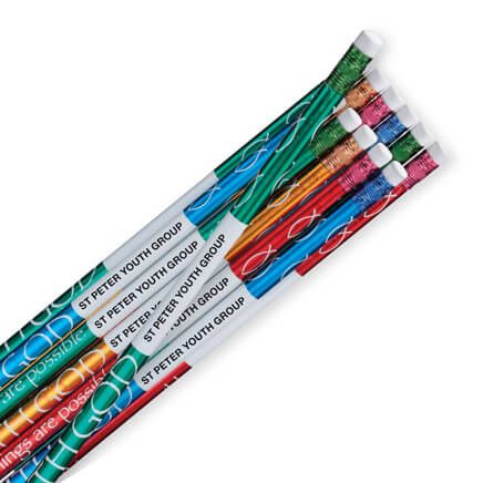 Personalized With God Foil Pencils, Set of 12-346072