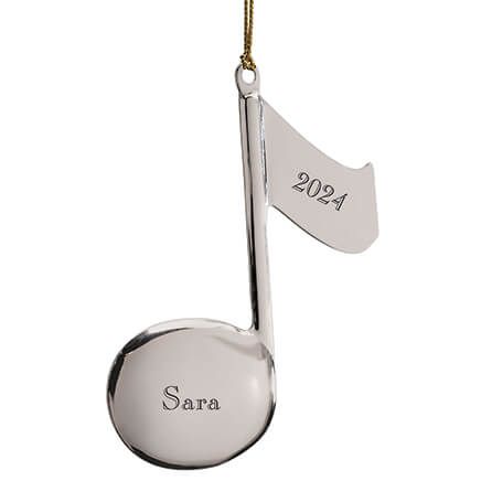 Personalized Silvertone Music Note Ornament-346241
