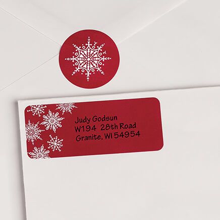 Large Print Red Snowflake Label and Envelope Seals - Sets of 250-346826