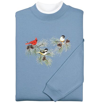 Chickadees and Cardinal Sweatshirt by Sawyer Creek-348968