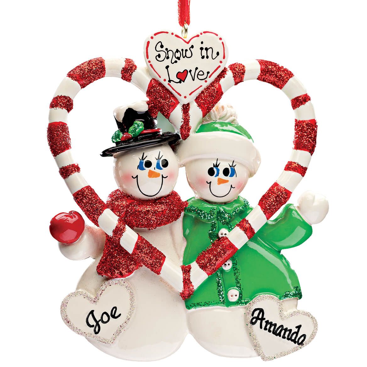 Personalized Candy Cane Snow Couple Ornament + '-' + 349667