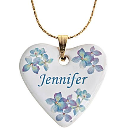 Personalized Porcelain Heart Necklace With Chain-351222