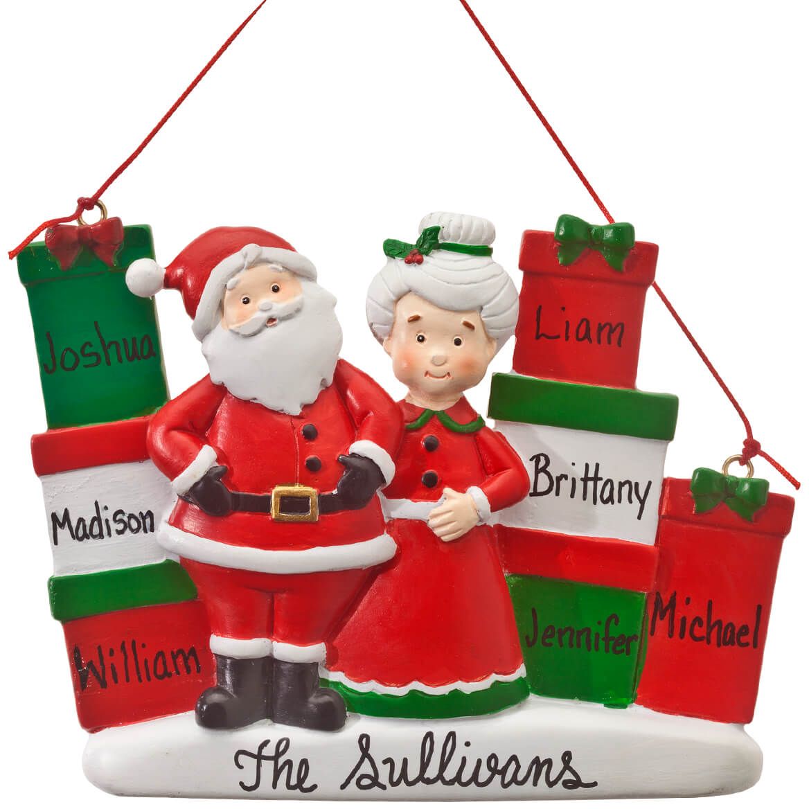 Personalized Mr. and Mrs. Claus with Presents Ornament + '-' + 353257