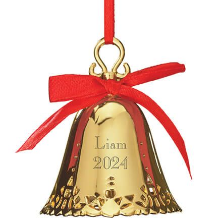 Personalized Gold Tone Plated Christmas Bell Ornament-353280