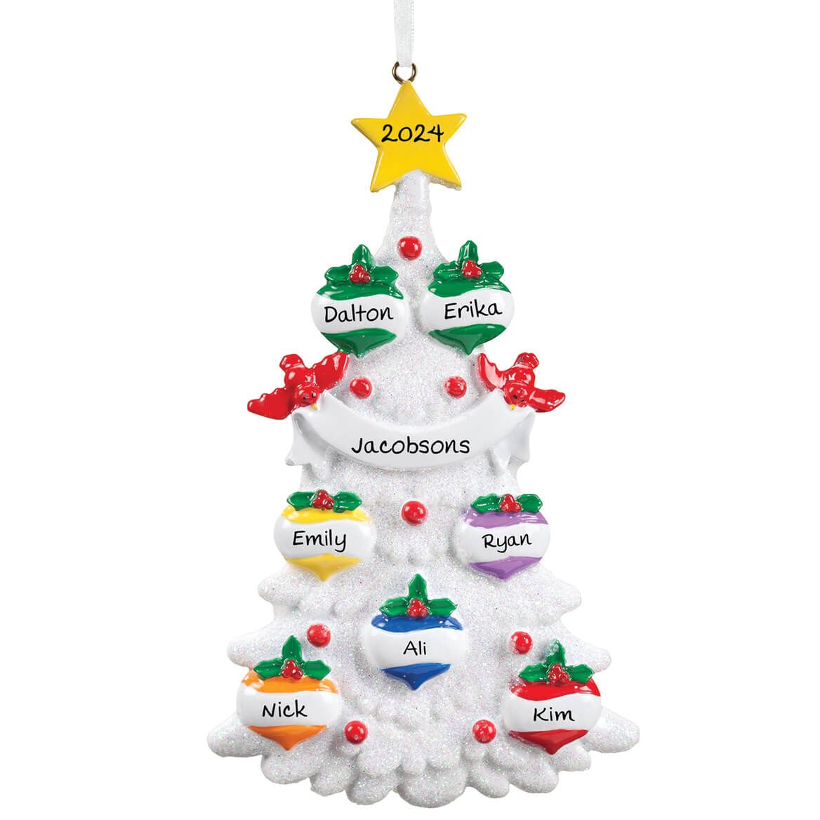 Personalized White Glitter Tree Ornament + '-' + 355741