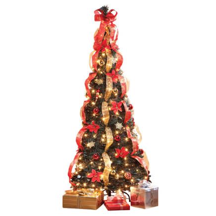 7' Red Poinsettia Pull-Up Tree by Holiday Peak™-357693