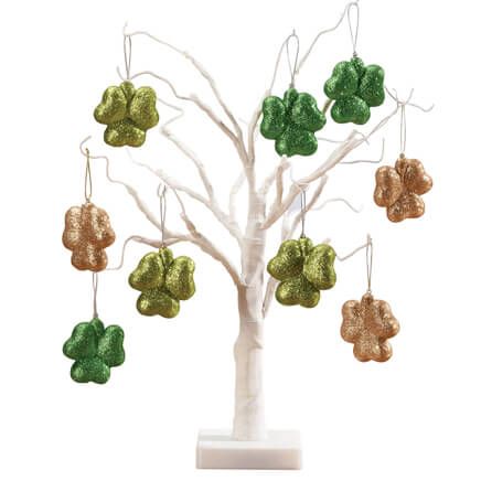 White Wire 18" Tree with Shamrock Hanging Ornaments-358085