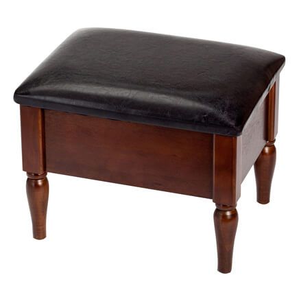 Faux Leather Wooden Foot Rest with Storage by OakRidge™-359694