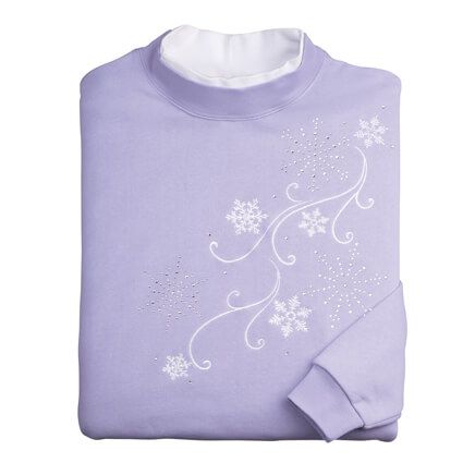 Embroidered Cascading Snowflakes Sweatshirt by Sawyer Creek-359981
