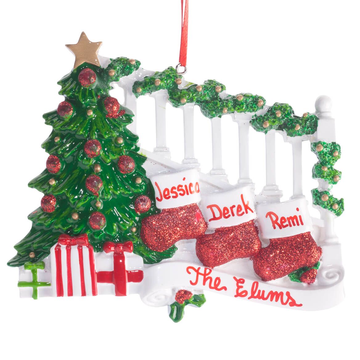 Personalized Stockings on Stairs Family Ornament + '-' + 360614