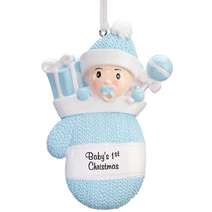 Baby's First Christmas Mitten Ornament, Blue-361148