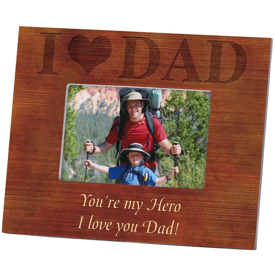 Personalized Woodgrain I Love Dad Frame + '-' + 361178