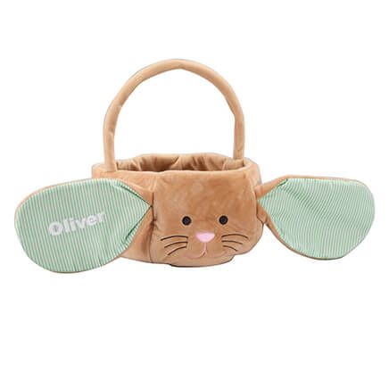 Personalized Brown Bunny Pin Stripe Easter Basket-361692