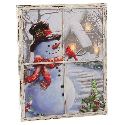 Lighted Snowman Window Canvas by Holiday Peak™-363474