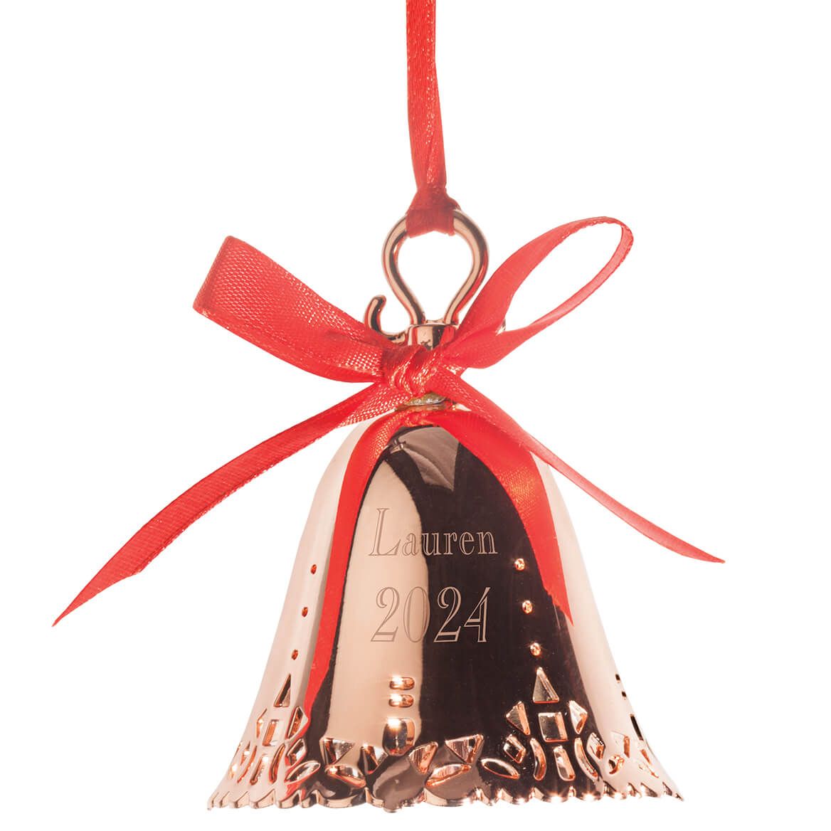 Personalized Rose Gold Tone Bell Ornament + '-' + 363777