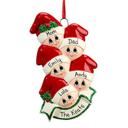 Personalized Family in Stocking Caps Ornament-364863