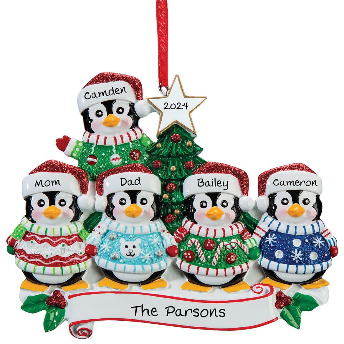 Personalized Penguins in Ugly Sweaters Ornament + '-' + 364887