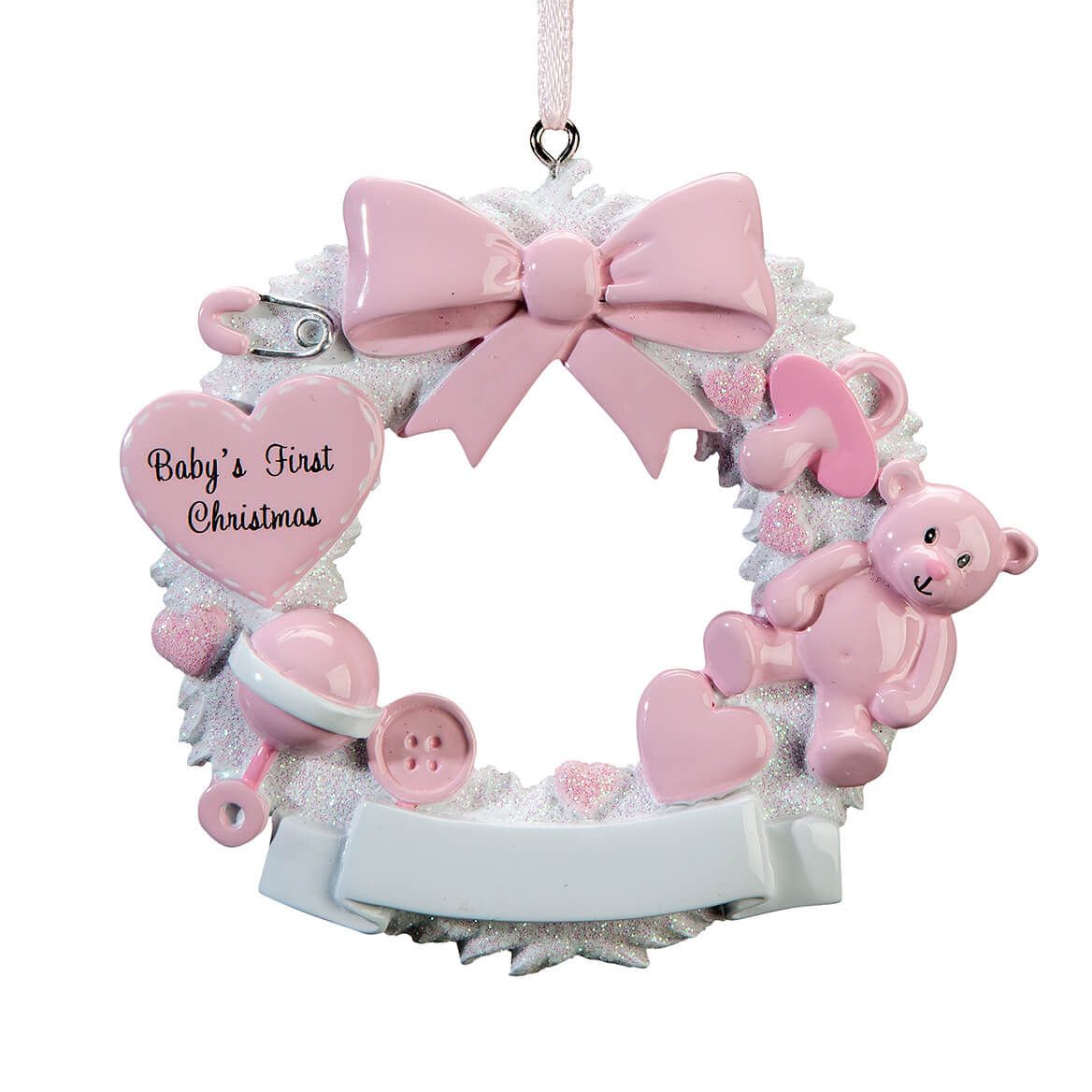 Baby's First Christmas Wreath Ornament, Pink + '-' + 364956