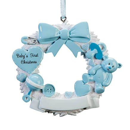 Baby's First Christmas Wreath Ornament, Blue-364957