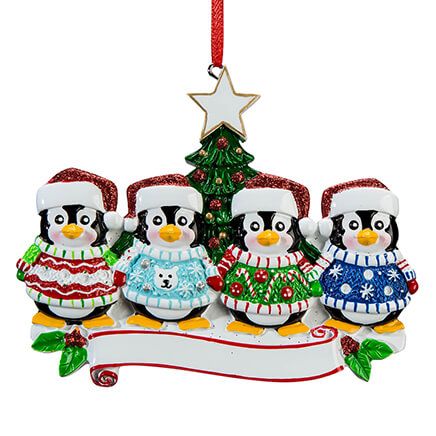 Penguins in Ugly Sweaters Ornament, Family of 4-364969